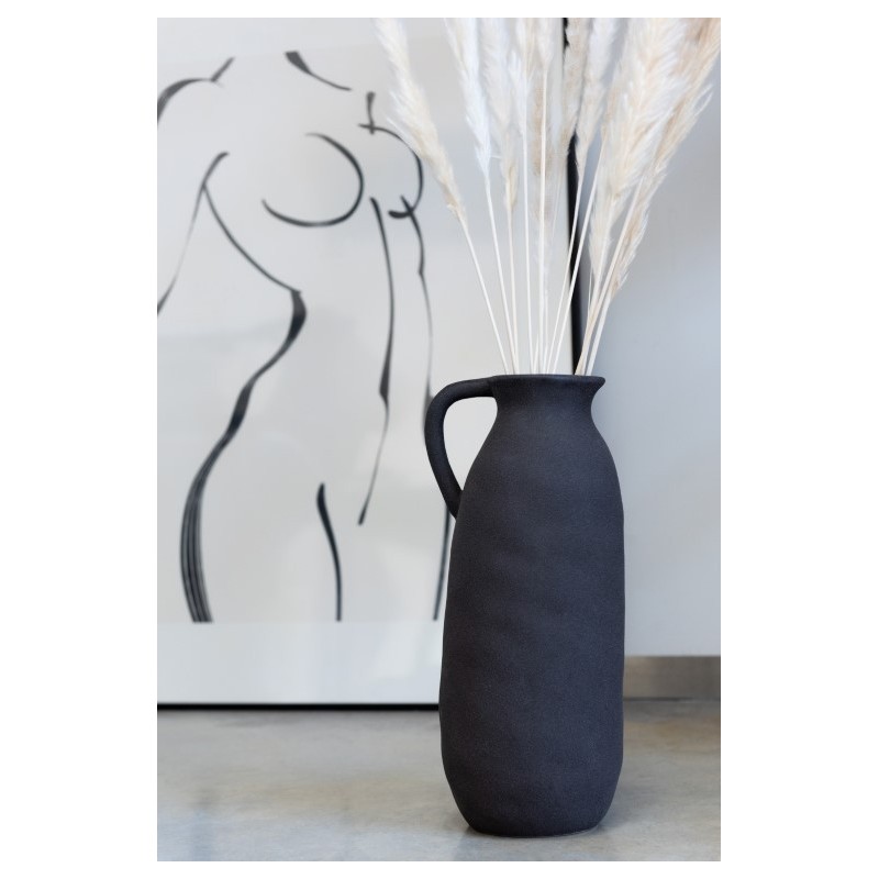 BABYLONE Vase en céramique - Gris Noir