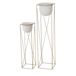 PRISMA S/2 pots fleurs piédestal Doré