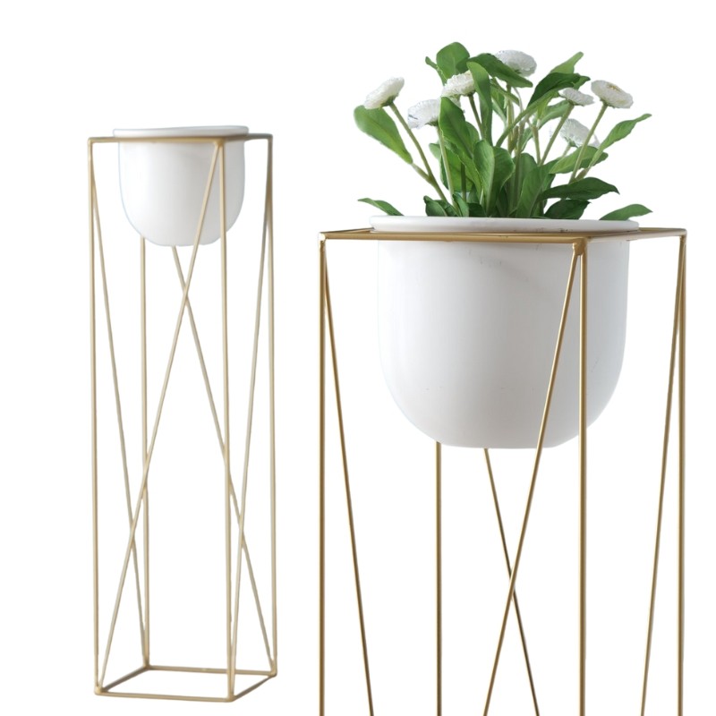 PRISMA S/2 pots fleurs piédestal Doré