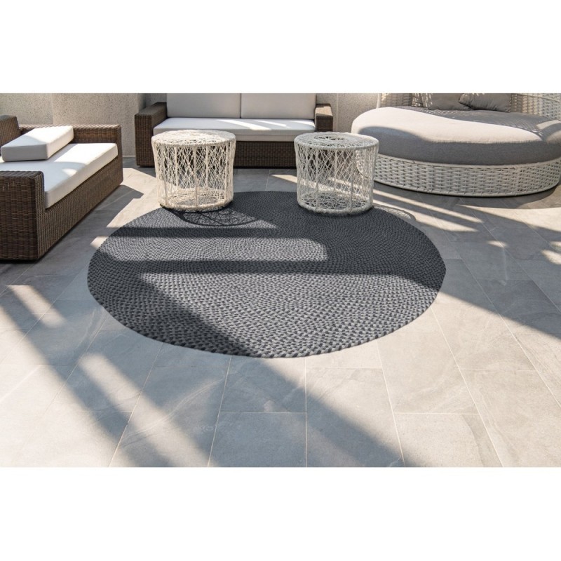 Tapis d extérieur Recyclé Madeira Anthracite Blanc Gris