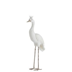Grue Plumes Blanc Argent Small