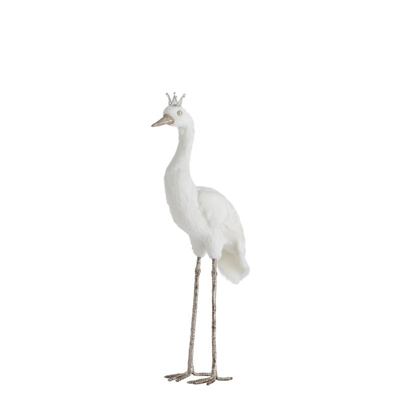 Grue Plumes Blanc Argent Small
