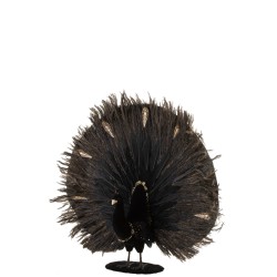 Paon plumes ouvertes - Noir