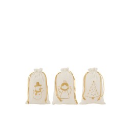 Pochette  Sac de Noel velour blanc dore Small