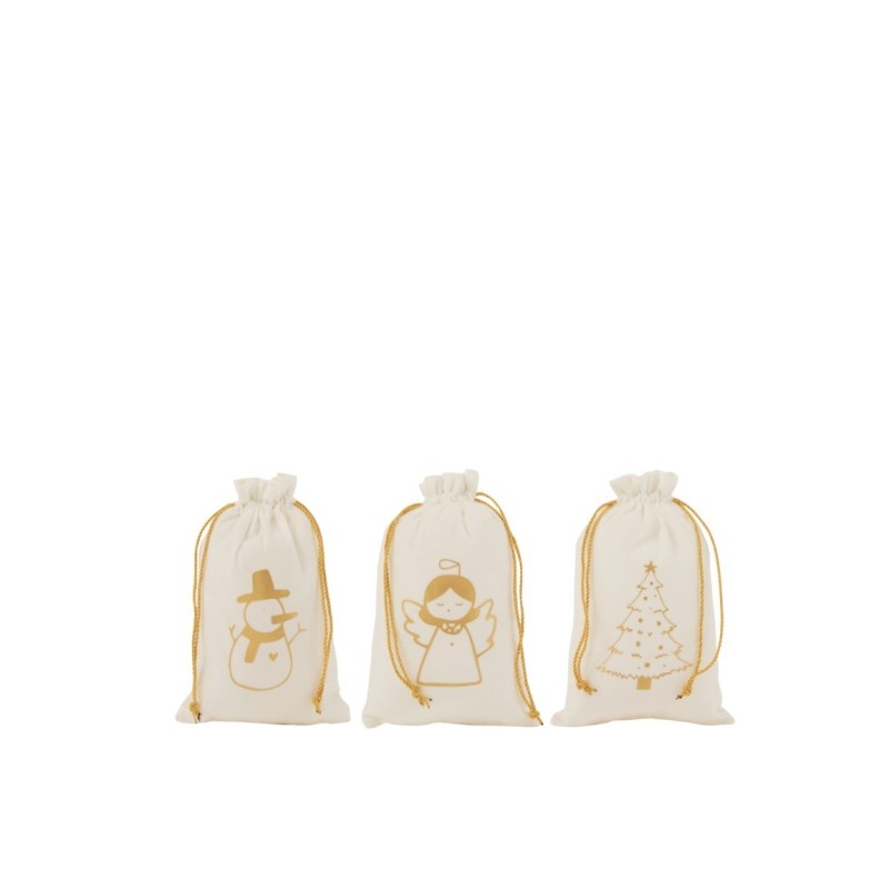 Pochette  Sac de Noel velour blanc dore Small