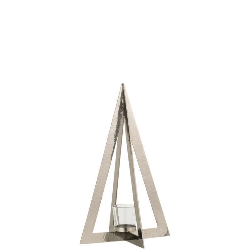 Photophore sapin acier Argenté Small
