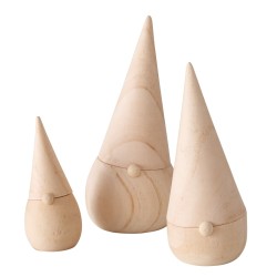 Trio Pères Noel bois naturel