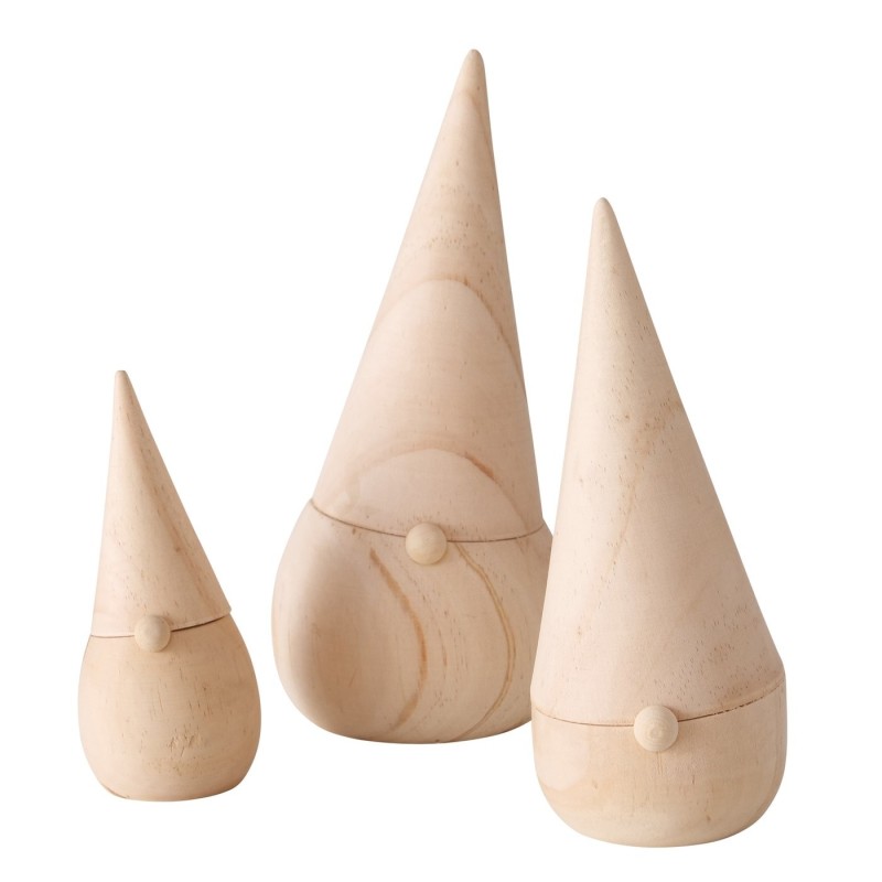 Trio Pères Noel bois naturel