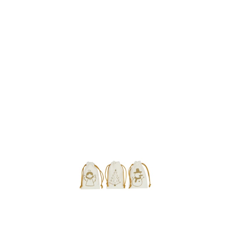 Pochette Sac de Noel velour blanc dore ExtraSmall