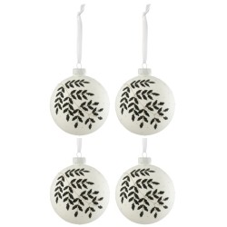 GLADICE Boite de 4 boules de Noel Blanc/Noir