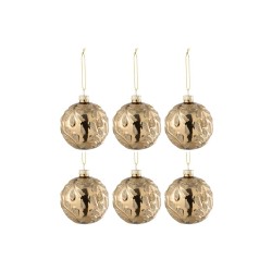 BRINDILLES Boite de 6 boules de Noel Dorées