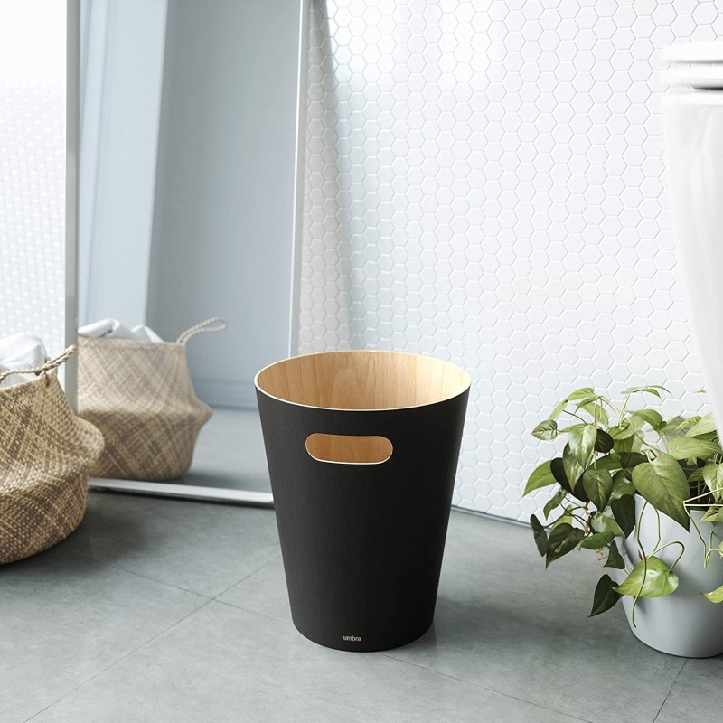 WOODROW Poubelle Charcoal   Naturel