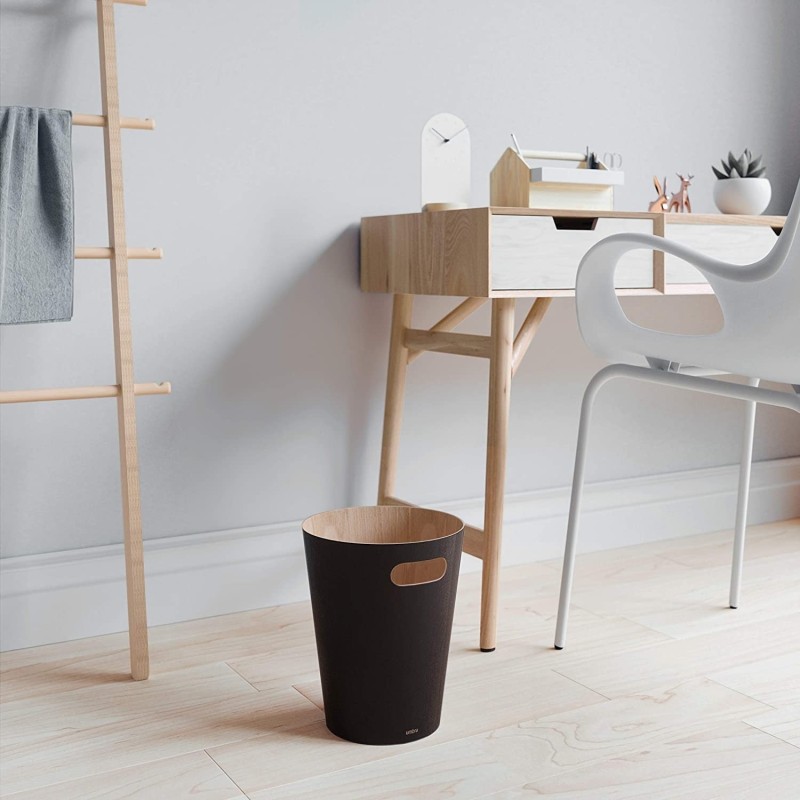 WOODROW Poubelle Charcoal   Naturel