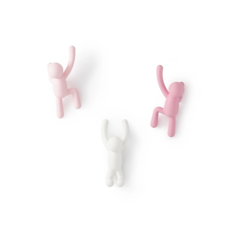 BUDDY Hooks  Set de 3 crochets porte manteau ROSE