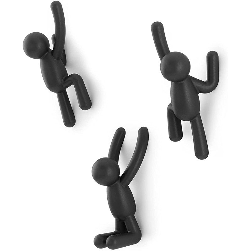 BUDDY Hooks  Set de 3 crochets porte manteau NOIR