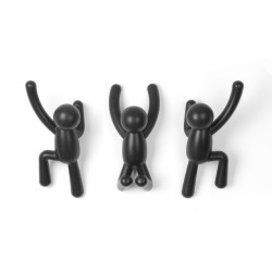 BUDDY Hooks  Set de 3 crochets porte manteau NOIR