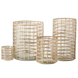 Marbella photophores verre et rotin