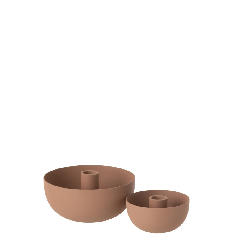 Bougeoirs bol acier vieux rose