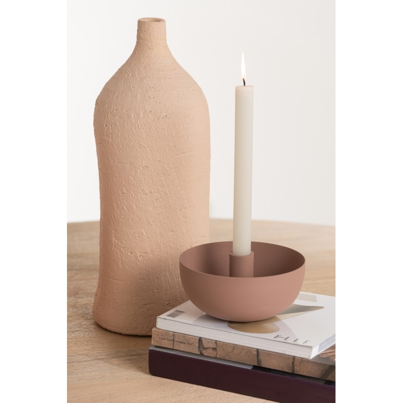 Bougeoirs bol acier vieux rose