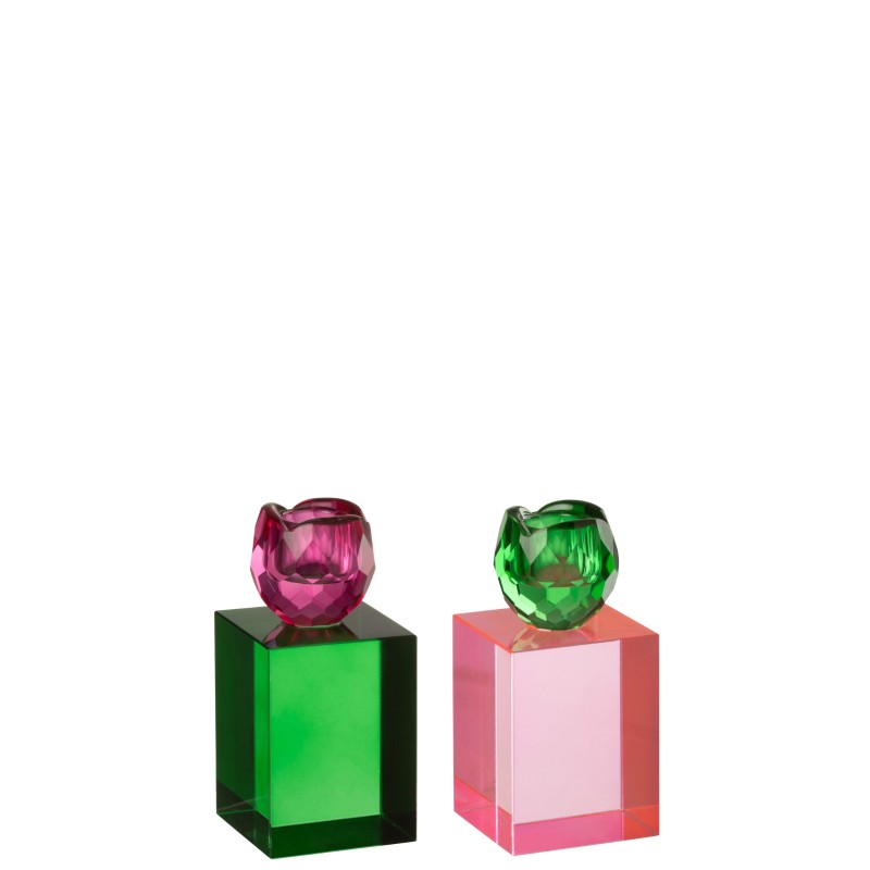 Crystal chandelier rectangle Vert/Rose