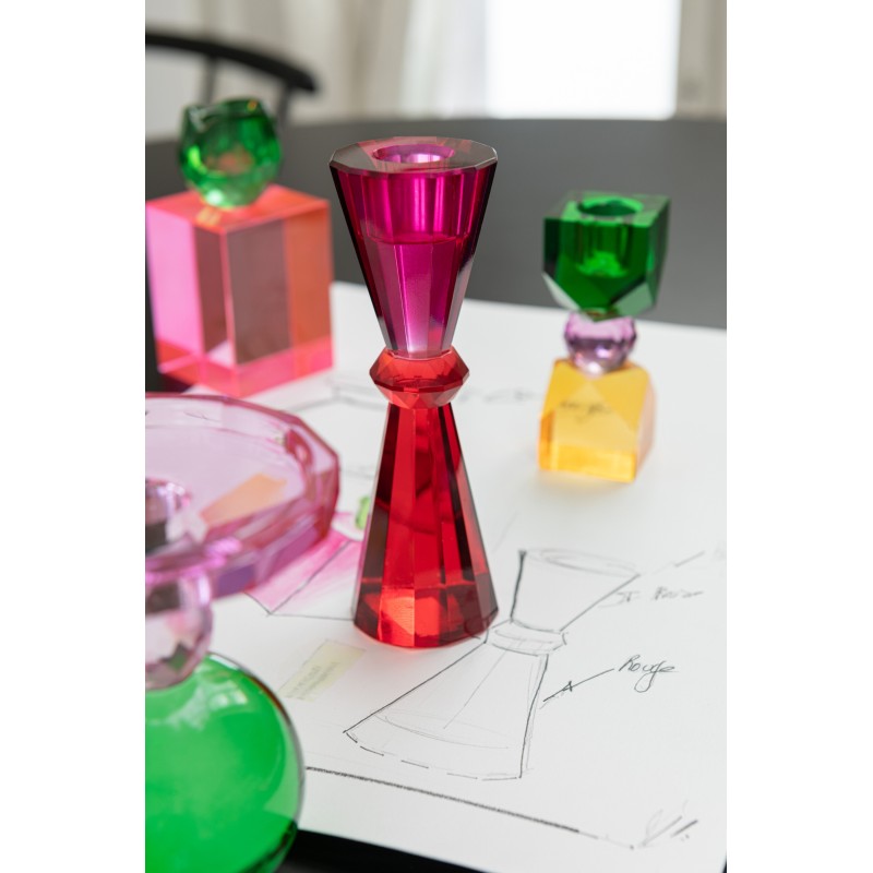 Crystal chandelier sablier rouge/rose