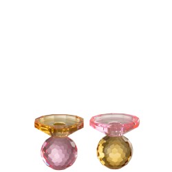 Crystal chandelier boule plateau Jaune/rose