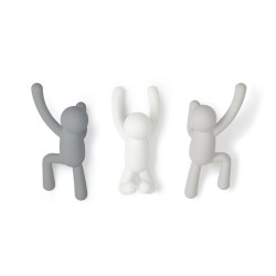 BUDDY Hooks  Set de 3 crochets porte manteau Gris