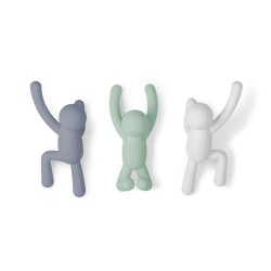 BUDDY Hooks  Set de 3 crochets porte manteau Bleu/Vert eau/Blanc