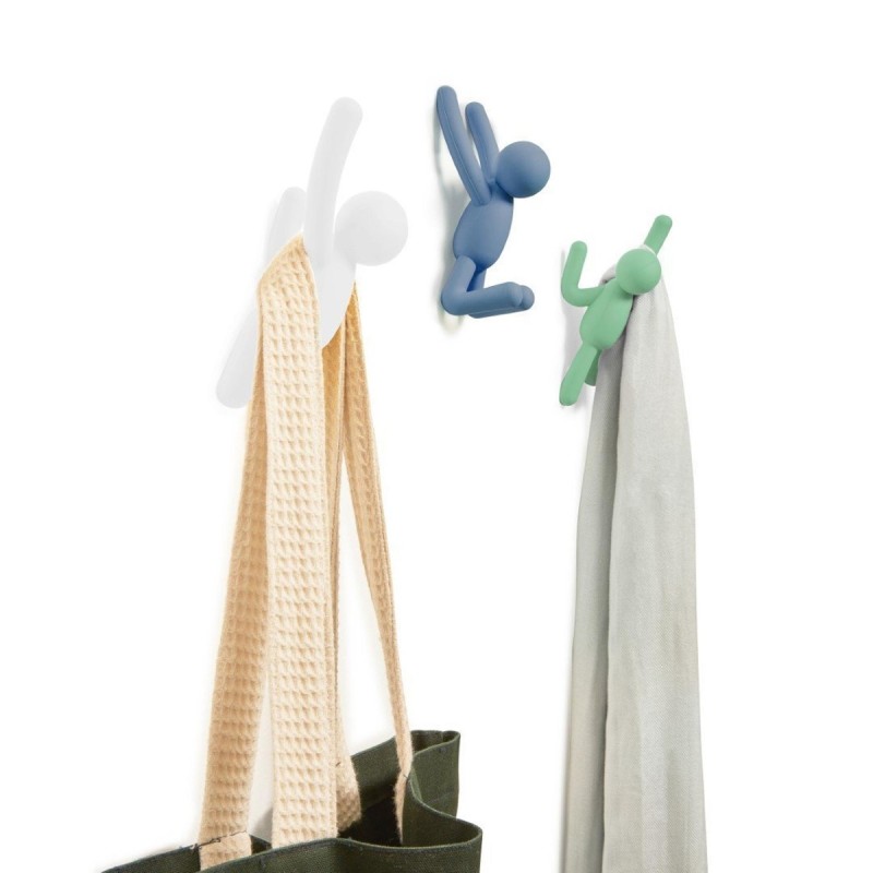 BUDDY Hooks  Set de 3 crochets porte manteau Bleu/Vert eau/Blanc