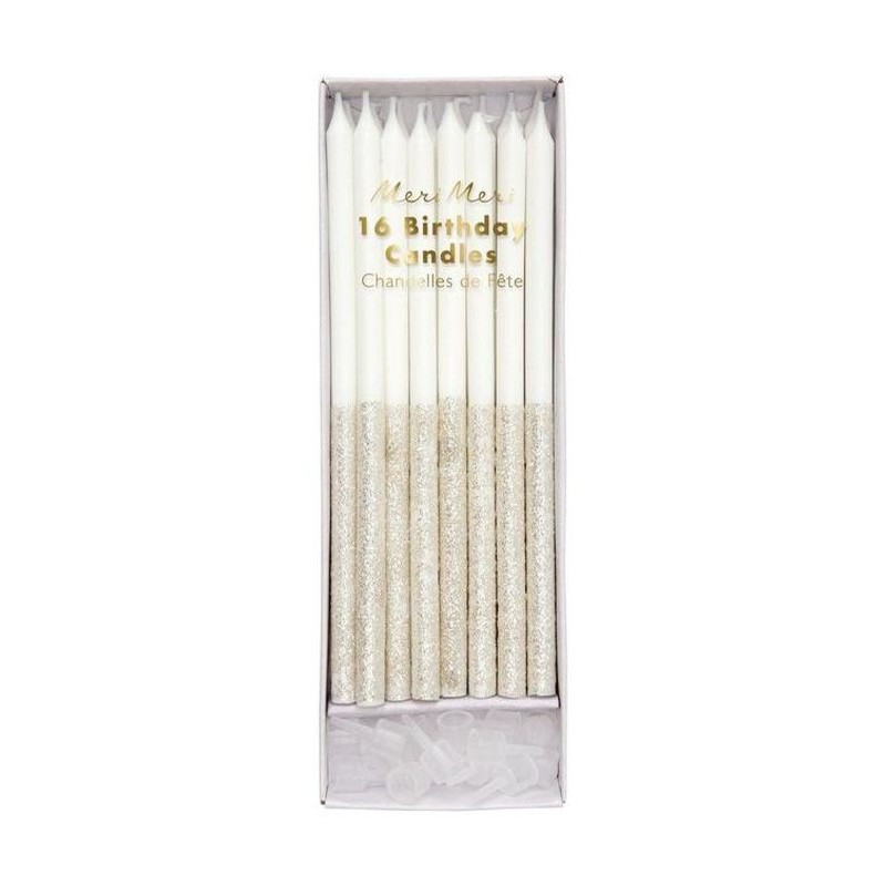 Chandelles trempées à paillettes Silver Glitter S/16