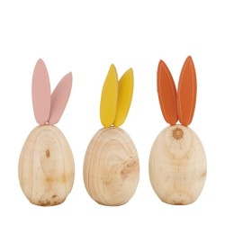 RABBIT Oeufs déco en bois