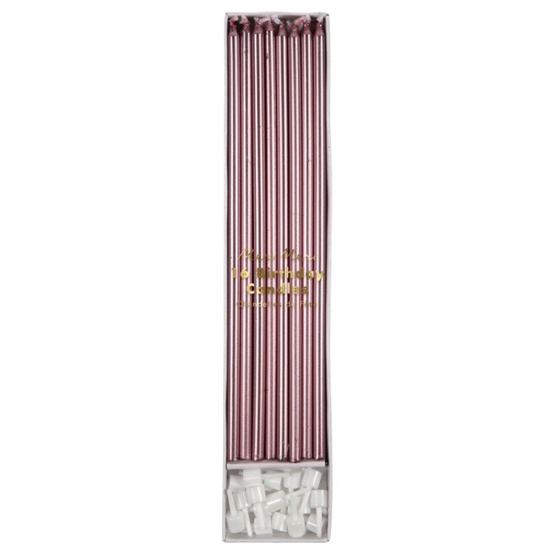 Chandelles de fêtes ultra fines Fushia metallique S/16
