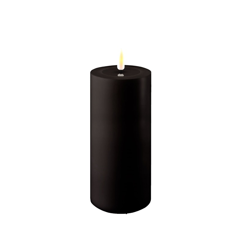OUTDOOR Bougie Cylindre LED 7.5 H15 Noir