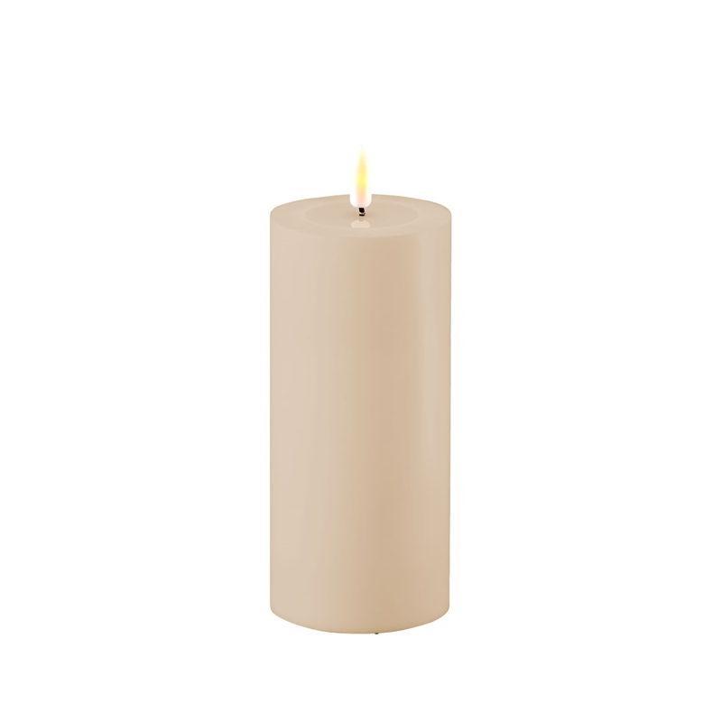 OUTDOOR Bougie Cylindre LED 7.5 H15 Dust Sand /Beige