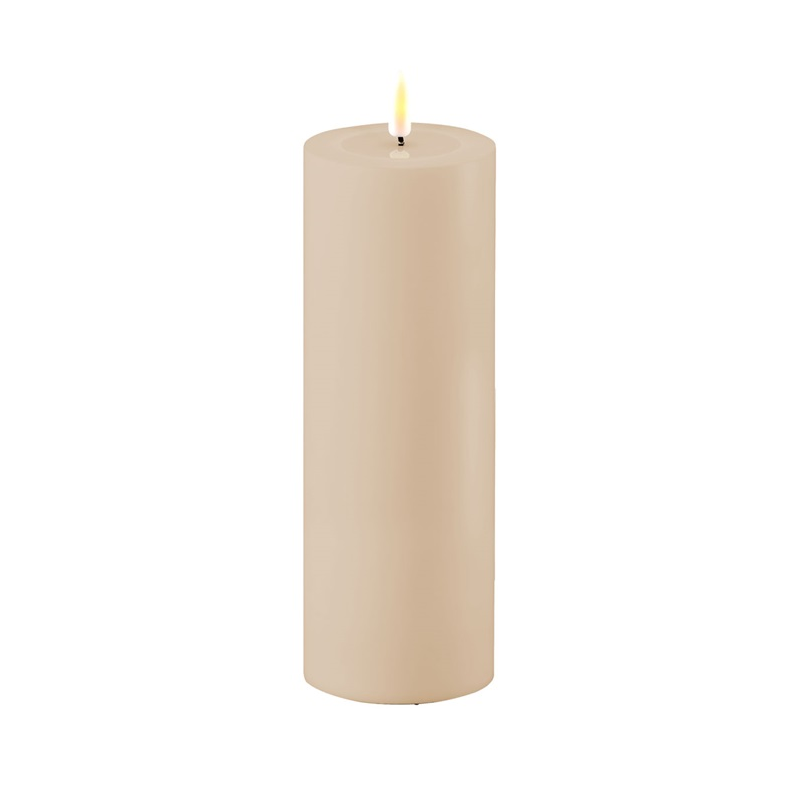 OUTDOOR Bougie Cylindre LED 7.5 H20 Dust Sand /Beige