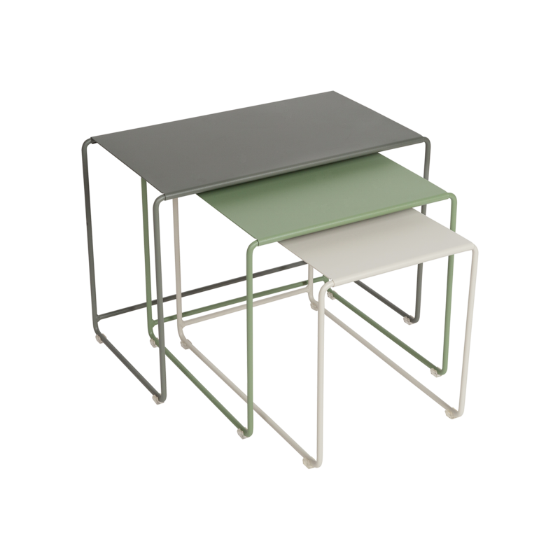 OULALA Set de 3 tables gigognes Romarin/Cactus/Gris argile
