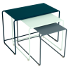 OULALA Set de 3 tables gigognes Bleu acapulco/ Gris Orage/ Menthe Glaciale