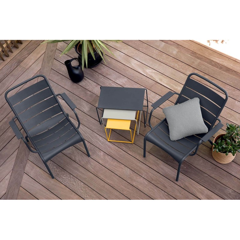 OULALA Set de 3 tables gigognes Bleu acapulco/ Gris Orage/ Menthe Glaciale
