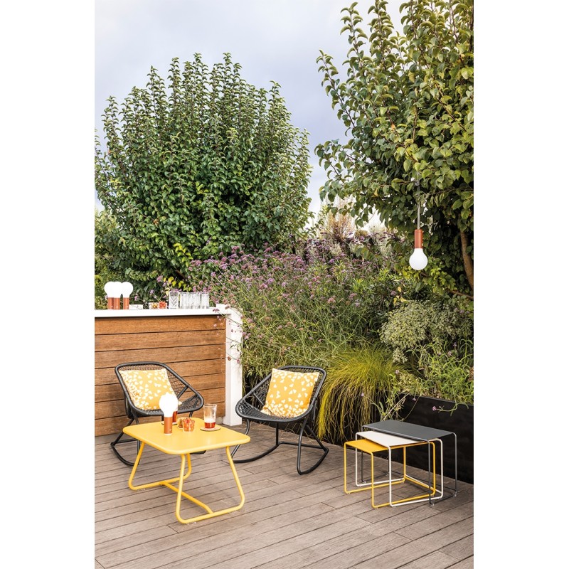 OULALA Set de 3 tables gigognes Bleu acapulco/ Gris Orage/ Menthe Glaciale