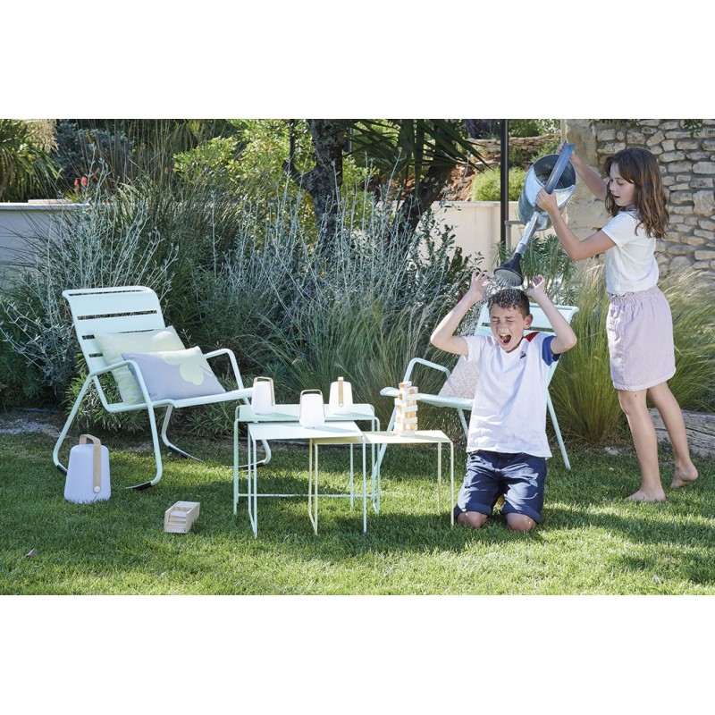 OULALA Set de 3 tables gigognes Bleu acapulco/ Gris Orage/ Menthe Glaciale