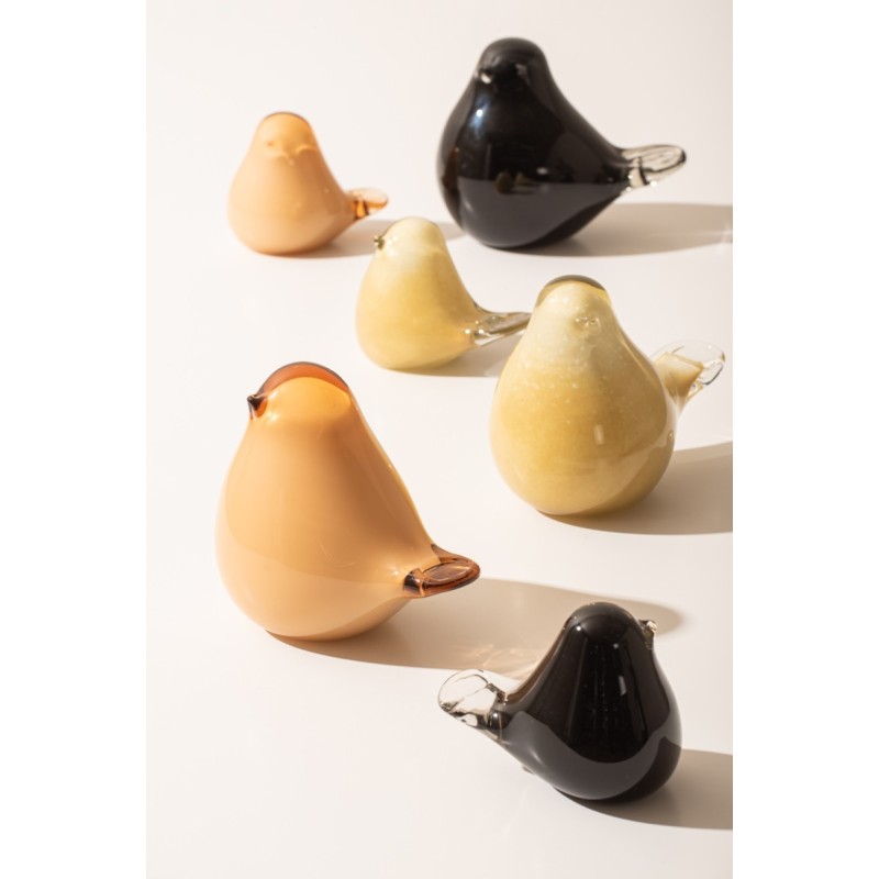 BIRDY Statue en verre jaune