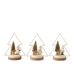 Sapin De Noel + Led Noel Bois Blanc/Or/Naturel