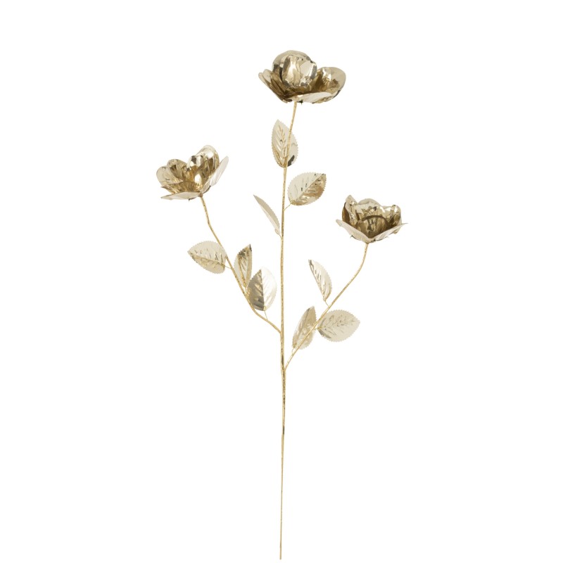 Branche décorative dorée 3 fleurs