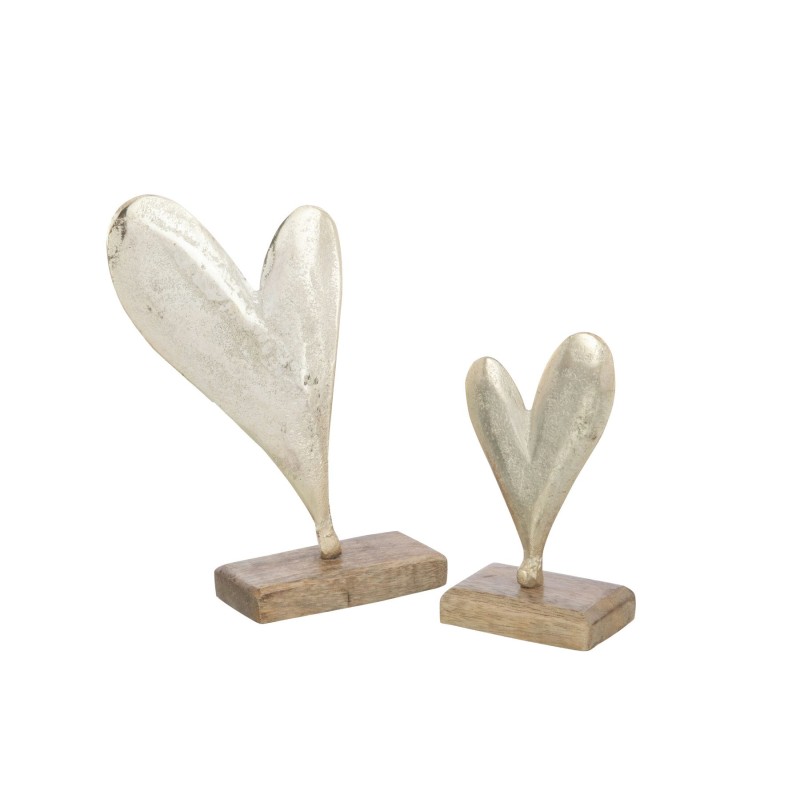 Coeur sur pied bois/metal doré