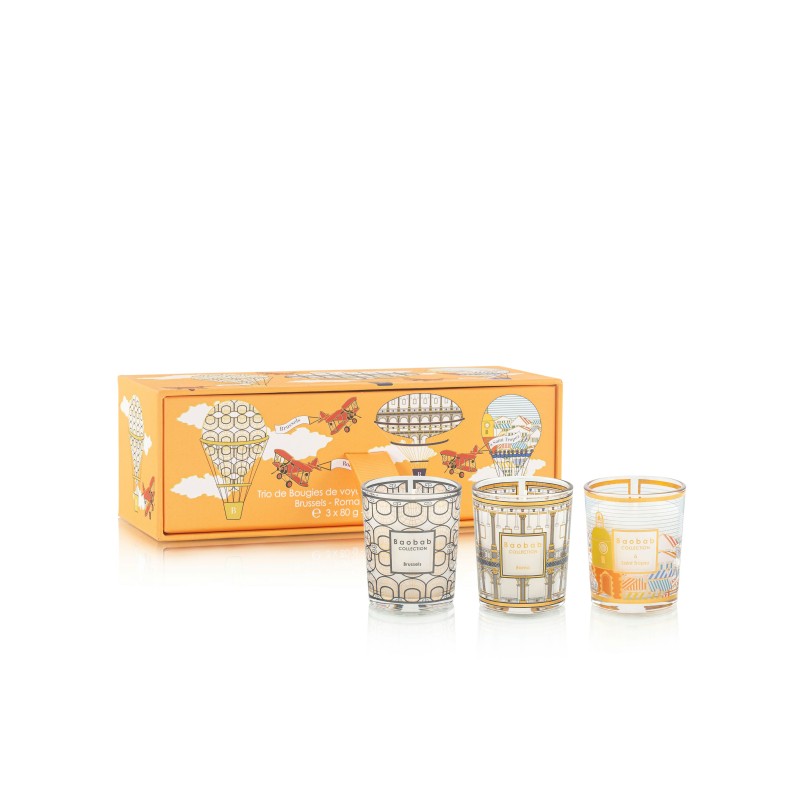 Coffret Trio Travel Candle Baobab Box Orange