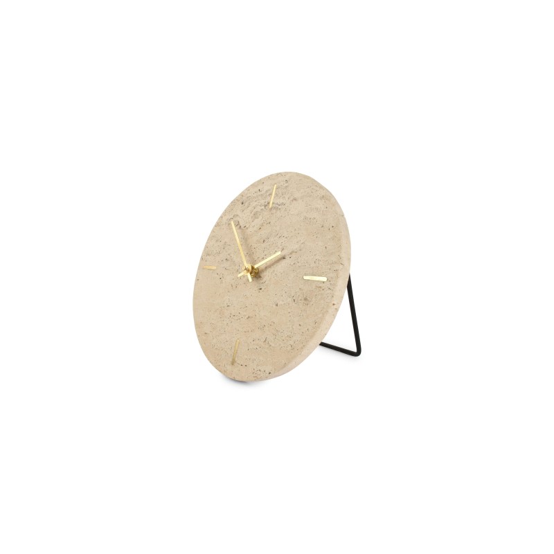 ZONE Horloge à poser en travertin
