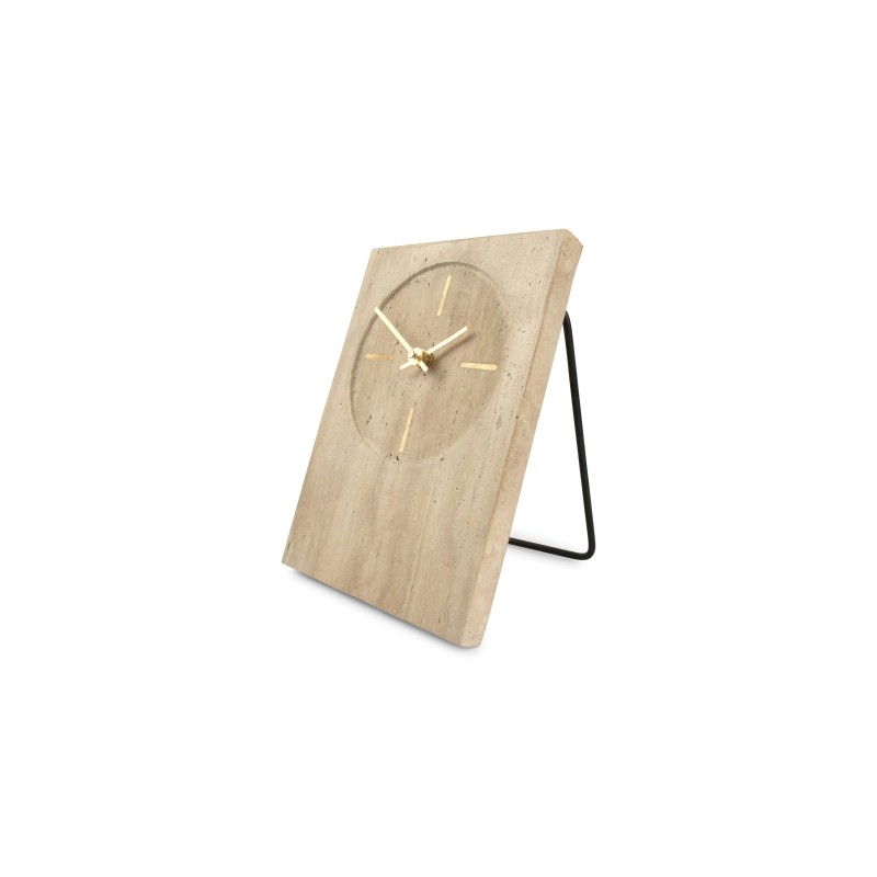 ZONE Horloge de table en travertin rectangulaire