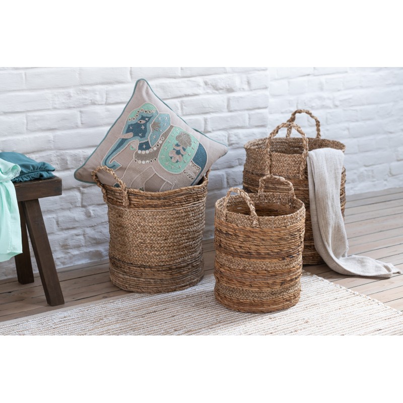 Elephant Coussin coton naturel/Bleu