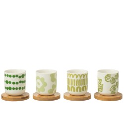Maria Set de 4 tasses à café avec sous tasse bambou Vert