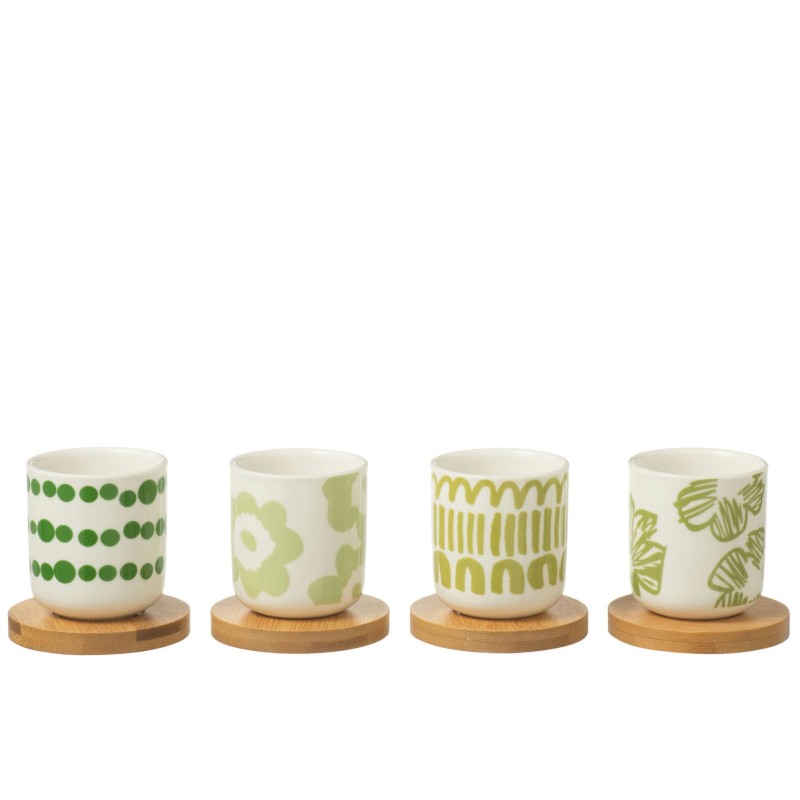 Maria Set de 4 tasses à café avec sous tasse bambou Vert